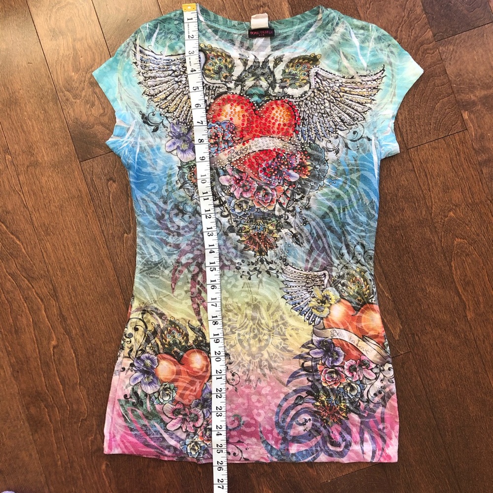 Pure Design Tee With Rhinestones Size L - Picture 4 of 6